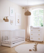 Βρεφικό κρεβάτι Bambi White με συρτάρι 70x140cm BabyCute, ξύλινο.