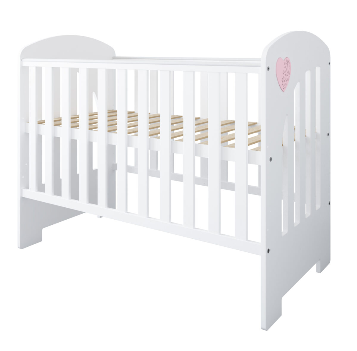 Βρεφικό κρεβάτι Heart BabyCute 60x120 με συρτάρι και μπλε σχέδιο.