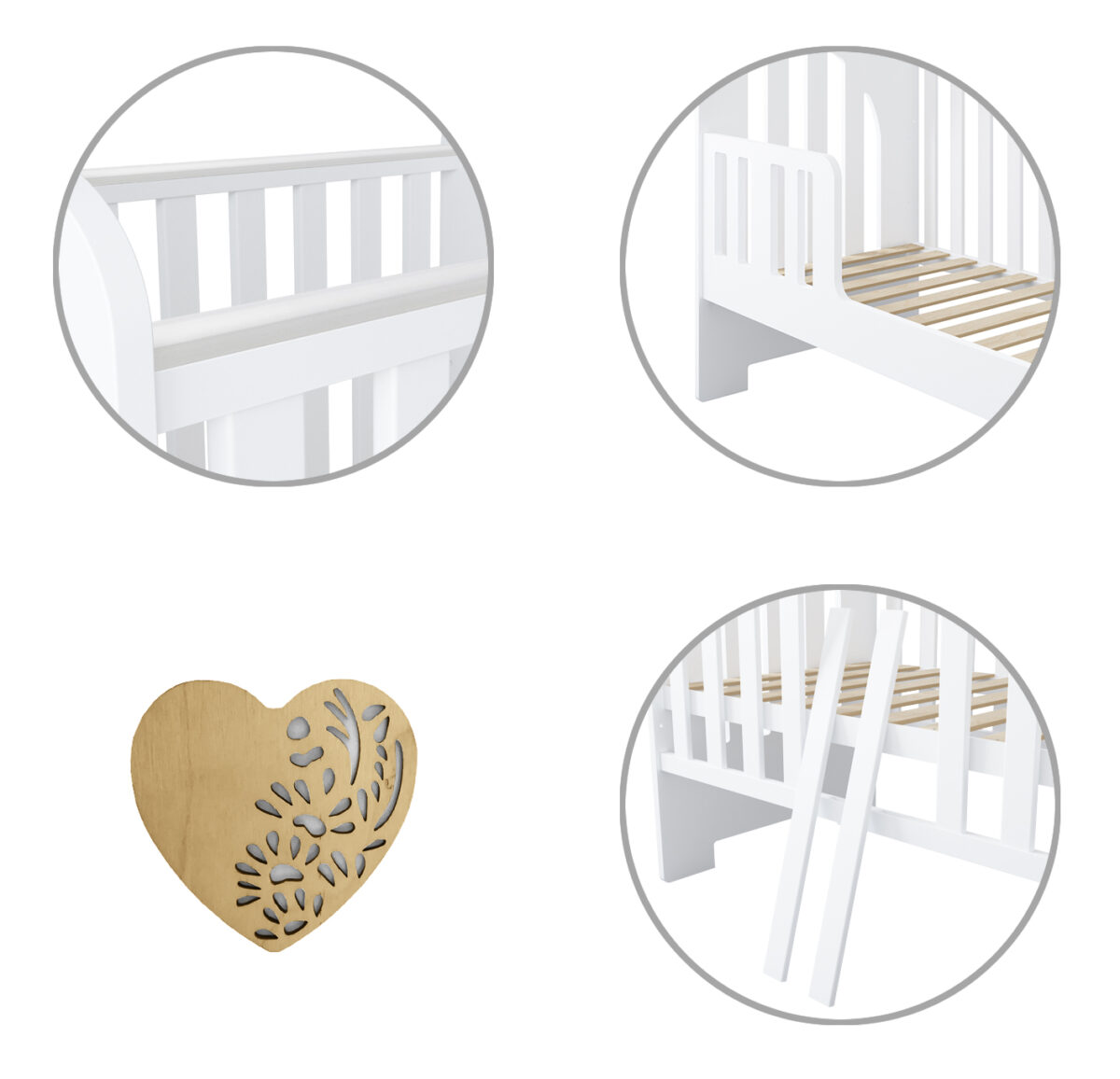 Βρεφικό κρεβάτι Heart BabyCute μπλε με συρτάρι 60x120 για μωρά.