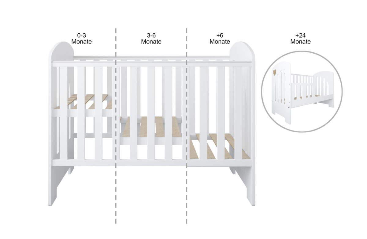 Βρεφικό κρεβάτι Heart Blue BabyCute 60x120cm με συρτάρι, ασφάλεια και στυλ.