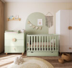 Βρεφικό κρεβάτι Bambi Olive 60x120 BabyCute με συρτάρι, ξύλινο και προστατευτικό.