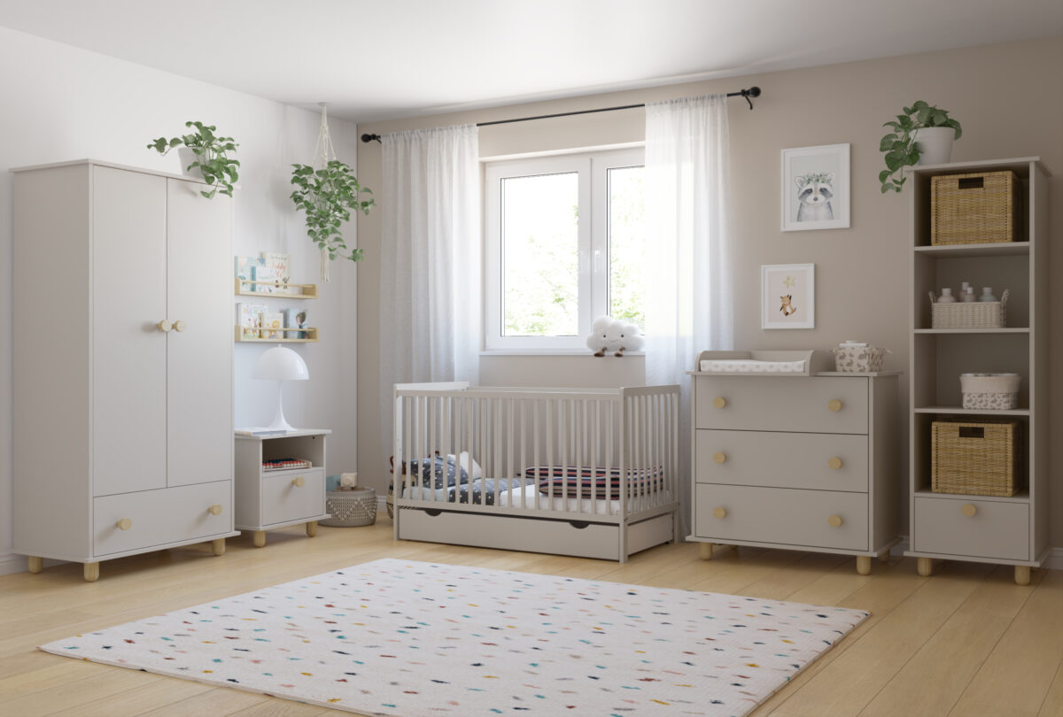 Βρεφικό κρεβάτι Lumi Cashmere BabyCute 60x120cm, ξύλο πεύκου και ρυθμιζόμενη βάση.