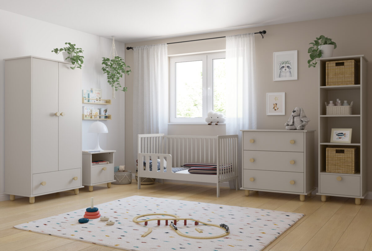 Βρεφικό κρεβάτι Lumi Cashmere 60x120cm BabyCute, ξύλινο με ρυθμιζόμενη βάση.