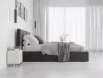 Επενδυμένο Κρεβάτι Hilton Graphite 120x200 με αποθηκευτικό χώρο. Κομψό κρεβάτι σε γκρι χρώμα.