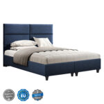 Κρεβάτι Διπλό Milo 160x200cm μπλε, επενδεδυμένο με ύφασμα.