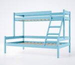 Κουκέτα Rasa μπλε από μασίφ ξύλο, μονή-ημίδιπλη 90/120x200cm.