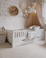 Λευκό κρεβάτι καναπές Basic Love Duo Luletto, μασίφ ξύλο, 120x200cm.