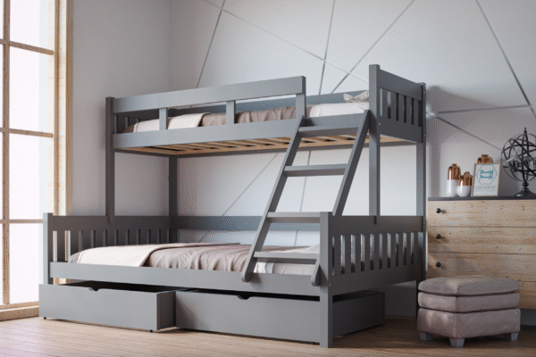 Κουκέτα Edek με συρτάρια, μονή-ημίδιπλη από μασίφ ξύλο πεύκου.