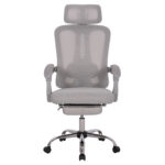 Καρέκλα Γραφείου Barnet Grey Mesh: Ανοιχτό γκρι mesh καρέκλα με υποπόδιο.