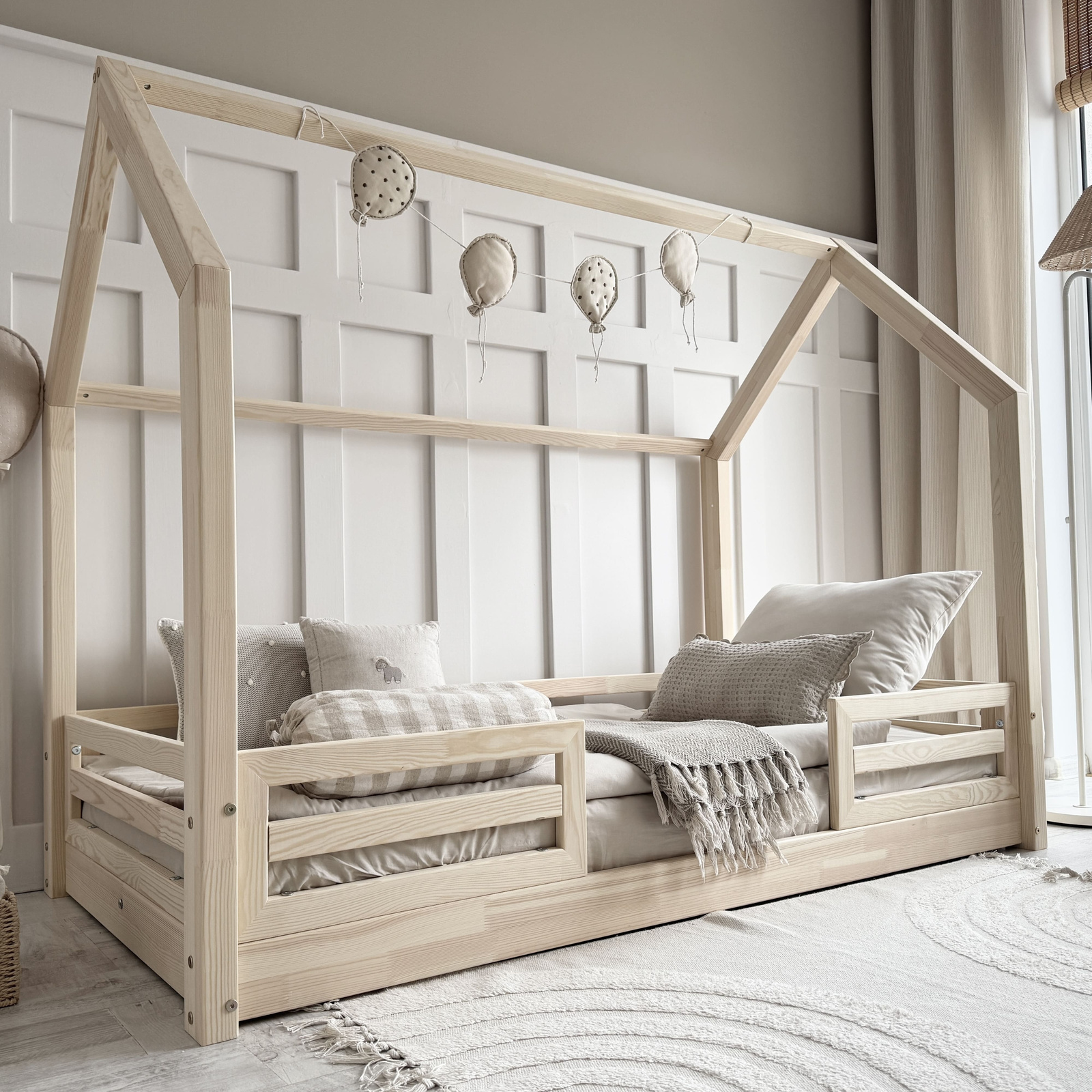 κρεβάτι montessori fello μασίφ πεύκο 100x200