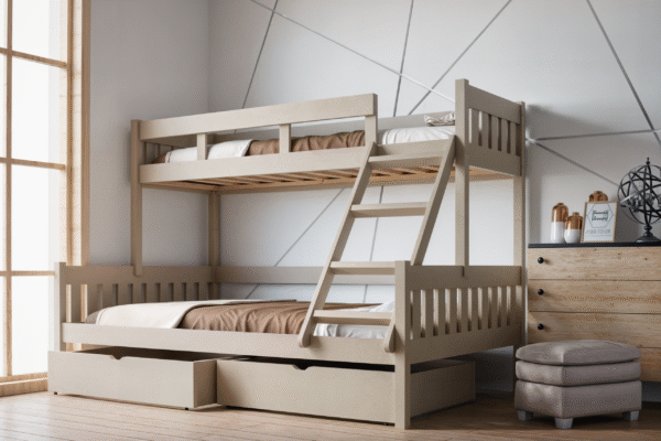 Κουκέτα Edek με συρτάρια, μονή-ημίδιπλη από μασίφ ξύλο πεύκου.