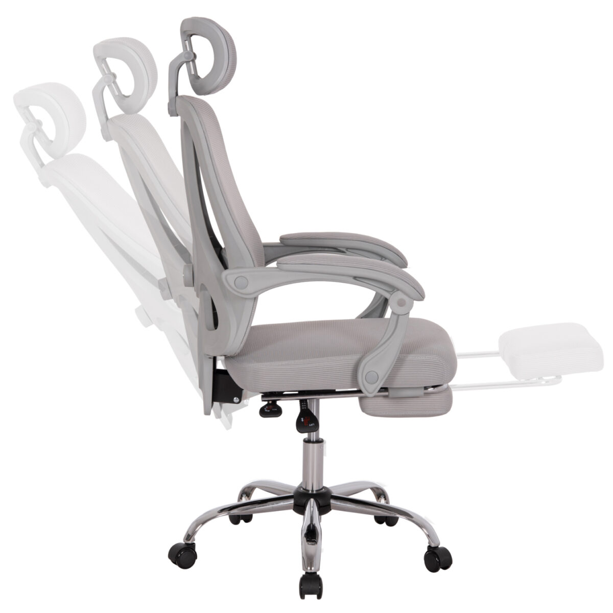 Καρέκλα Γραφείου Barnet Grey Mesh με υποπόδιο, ανοιχτό γκρι χρώμα.