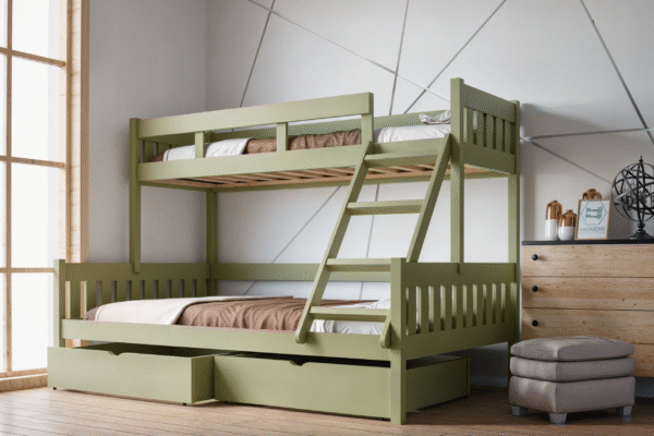 Κουκέτα Edek με συρτάρια, μονή-ημίδιπλη, από μασίφ ξύλο πεύκου.