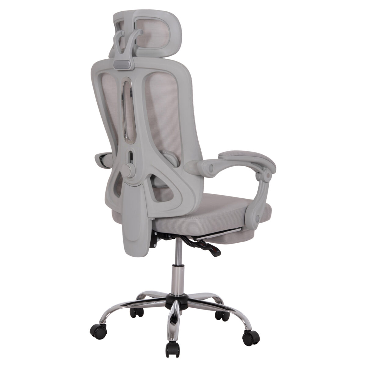 Καρέκλα γραφείου Barnet Grey Mesh: Ανοιχτό γκρι mesh καρέκλα με υποπόδιο.