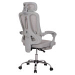 Καρέκλα γραφείου Barnet Grey Mesh: Ανοιχτό γκρι mesh καρέκλα με υποπόδιο.