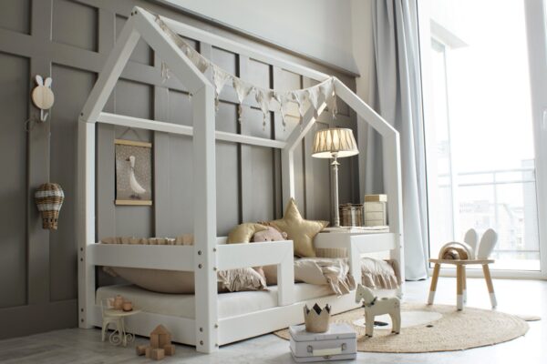 montessori barriera duo house bed παιδικό κρεβάτι σπιτάκι ξύλο πεύκου