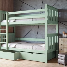 Κουκέτα Ula με συρτάρια από μασίφ ξύλο, διαστάσεων 90x200cm.