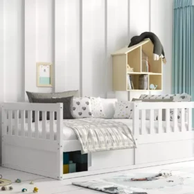 Κρεβάτι Smart White 80x160 με αποθηκευτικό χώρο και στρώμα.