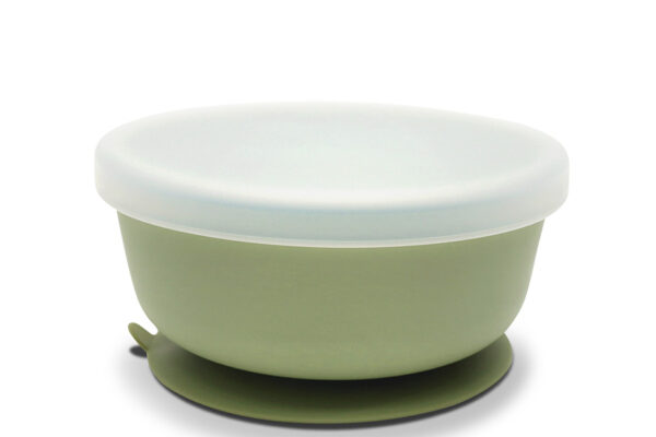 Μπωλ σιλικόνης Lorelli με καπάκι, αντιολισθητική βάση, πράσινο χρώμα.