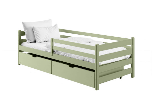 Καναπές κρεβάτι Leon με συρτάρια, μασίφ ξύλο olive, 90x200cm.