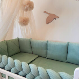 Σετ προίκας μωρού Σατέν Olive Green Ingvart, σετ προίκα μωρού 7 τεμαχίων.