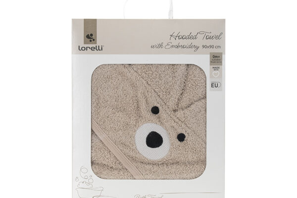 Lorelli Μπουρνούζι με Κουκούλα και Κέντημα Soft Beige, βαμβακερό