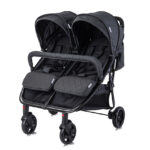 Διπλό καρότσι διδύμων DUO Black Lorelli, ιδανικό για άνετες βόλτες.
