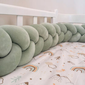 προϊόν Πάντα Πλεξούδα Mint Ingvart, 220x16cm: προστατευτικό πλεξούδα για βρεφική κούνια