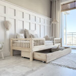 Luletto Basic Duo καναπές κρεβάτι από μασίφ ξύλο με συρτάρι.