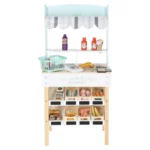 Παιδικό ξύλινο μανάβικο Lulilo με φρούτα, λαχανικά και ταμειακή μηχανή.