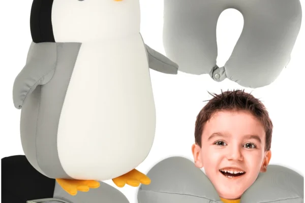 Μαξιλάρι Ταξιδιού KX3214_3 IKONKA: 2 σε 1 λούτρινος πιγκουίνος.