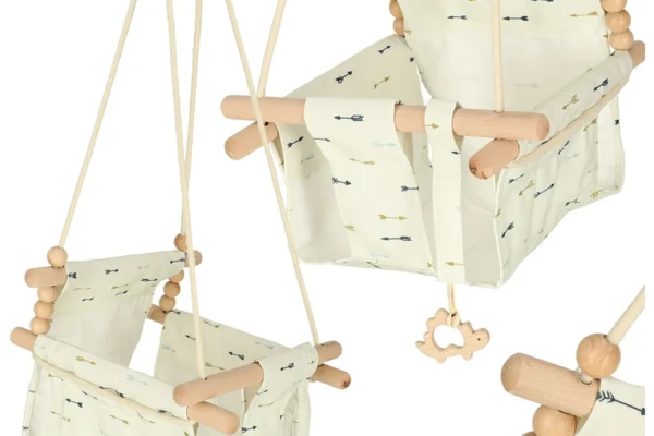 Ξύλινη παιδική κούνια εσωτερικού χώρου KX4599 IKONKA για μωρά