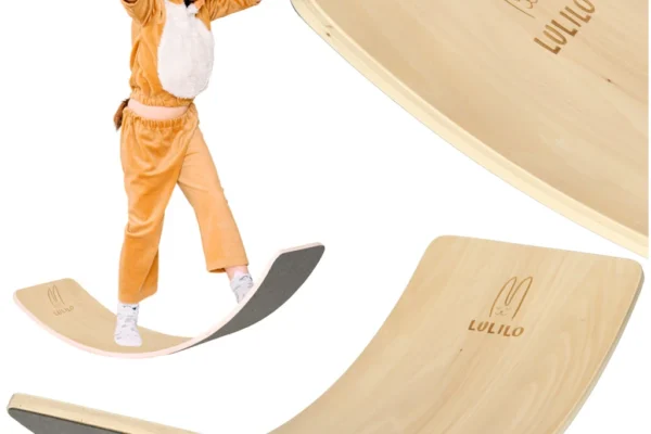 Ξύλινη σανίδα ισορροπίας IKONKA KX5417_1 με τσόχα για παιδιά.