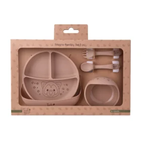 Σετ φαγητού σιλικόνης μωρού Beige Raccoon 5τεμ Amek Toys.