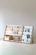 Ραφιέρα Βιβλιοθήκη Montessori Wave Large Natural BabyWood: Παιδική βιβλιοθήκη, ξύλινη.