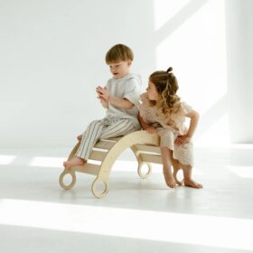 montessori τραμπάλα ξύλινη πολυλειτουργική white