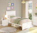 Παιδικό κρεβάτι Varia White Cilek, μοντέρνο με USB φόρτιση 100x200.