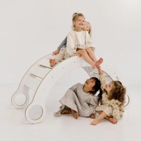 Montessori Ξύλινη Κούνια XL White BabyWood: Τραμπάλα montessori ξύλινη λευκή 150cm.