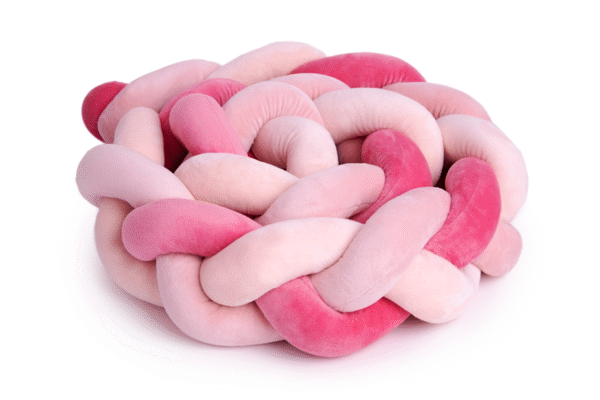 βρεφική πάντα πλεξούδα βελουτέ pink rosy για κούνια μωρού
