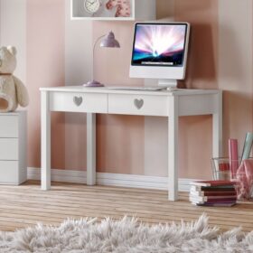 Λευκό παιδικό γραφείο Life CasaKids 100cm, MDF με καρδιές