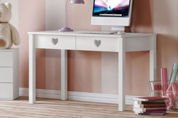 Λευκό παιδικό γραφείο Life CasaKids 100cm, MDF με καρδιές