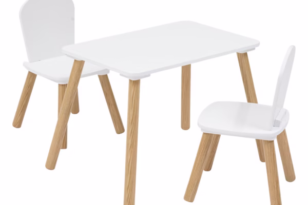 Παιδικό σετ "Alex" Atmosphera: λευκό τραπέζι και δύο καρέκλες από ξύλο MDF.