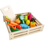 Ξύλινο σετ κοπής λαχανικών και φρούτων Iso Trade, παιχνίδι Montessori.