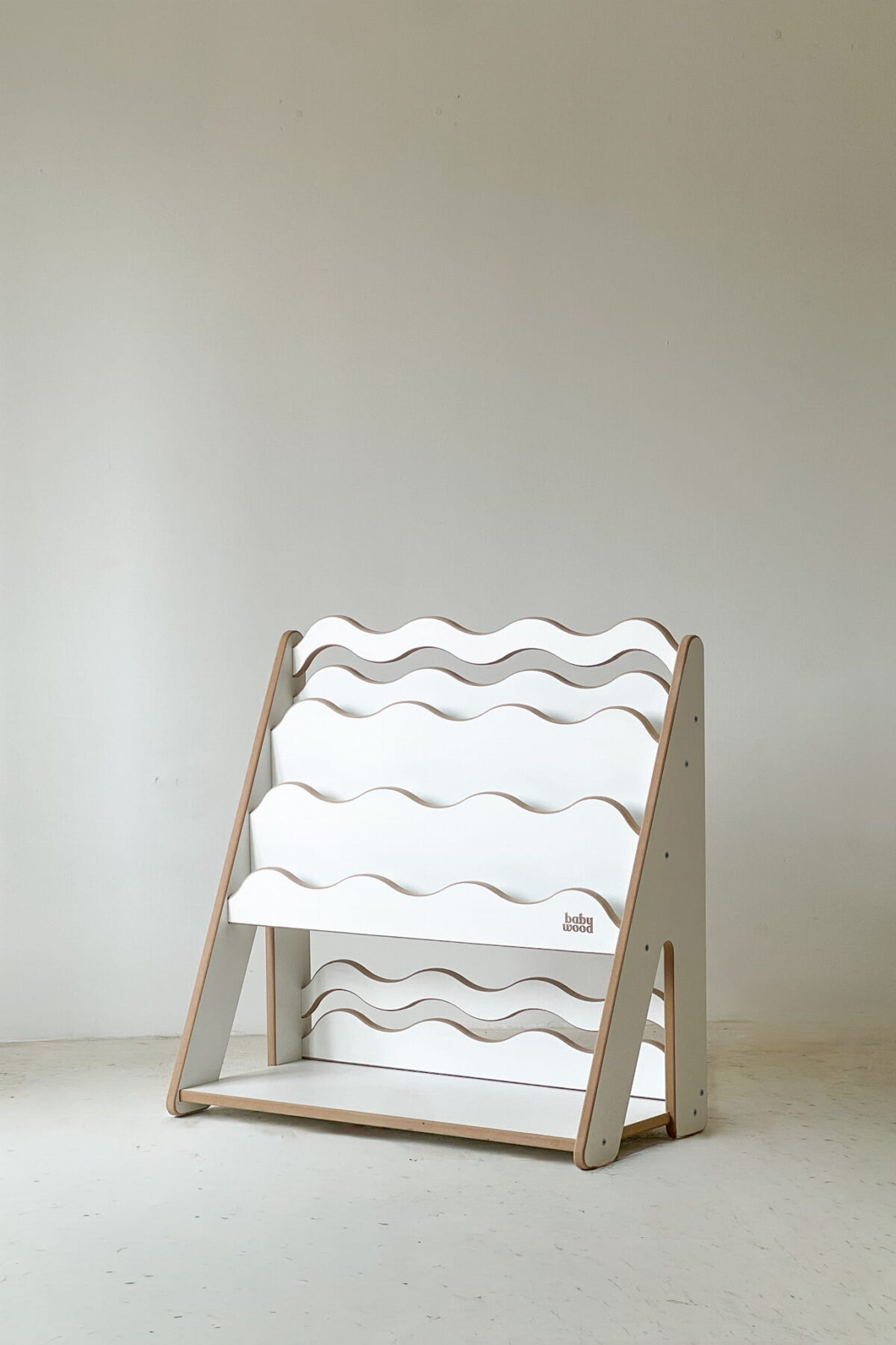 Λευκή παιδική ραφιέρα βιβλιοθήκη Montessori Wave Medium BabyWood
