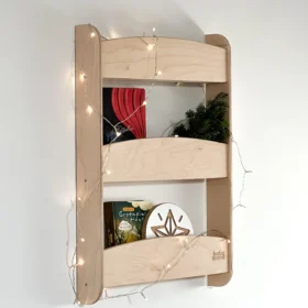 Ραφιέρα Τοίχου Wave Small Natural BabyWood: Παιδικό ράφι τοίχου, φυσικό ξύλο.