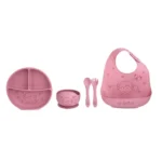 Σετ φαγητού σιλικόνης Dark Pink Amek Toys: σετ ταΐσματος μωρού.