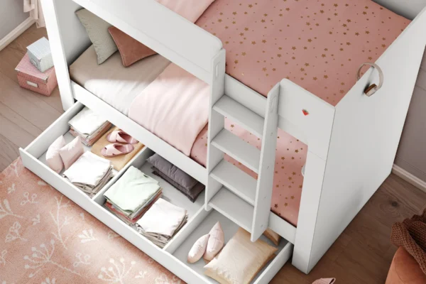 Παιδική κουκέτα Varia White Cilek 90x200, λευκή κουκέτα παιδική με αποθηκευτικό χώρο.