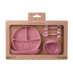Σετ φαγητού σιλικόνης Dark Pink Amek Toys, 5 τεμαχίων για μωρά.