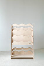 Ραφιέρα Βιβλιοθήκη Montessori Wave Small Natural BabyWood, ξύλινη παιδική ραφιέρα 50cm
