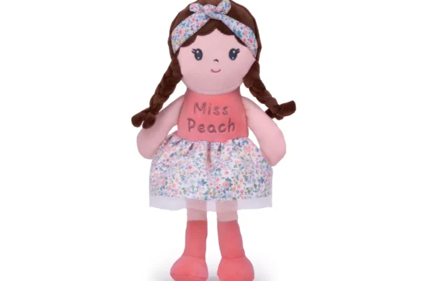 Λούτρινη παιδική κούκλα Miss Peach 32cm, υφασμάτινη, από την Amek Toys.